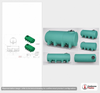 Dimensional spec drawing for Enduraplas 1600 Gallon Horizontal Leg Tank (130" L x 71" W x 60" H)