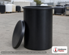 Chem-Tainer 55 Gallon Polypropylene Open Top Batch Storage Tank in Black. 55.0 gallon capacity; Polypropylene; Black; dimensions 36.0in H x 22.0in W x 22.0in L; 25.0 lb empty. Manufacturer part number TC2236AB-BLACK. Sold by OneSource Plastics (https://www.onesourceplastics.com).