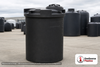 Snyder Industries 150 Gallon ASTM XLPE Black Heavy Duty Vertical Storage Tank. Crosslinked Linear Polyethylene; Black; dimensions 61.0in H x 34.0in W x 34.0in L; 58.0 lb empty; 1.9 specific gravity rating; fittings: 1 Manway / Lid; max temp 140 deg  F / 60 deg  C; 3 Year Warranty. Manufacturer part number 5710100n48. Manufactured by Snyder. Sold by OneSource Plastics (https://www.onesourceplastics.com).