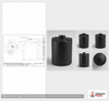 Dimensional spec drawing for Snyder 200 Gallon Vertical Storage Tank (36" L x 36" W x 59" H)