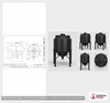 Dimensional spec drawing for Snyder 65 Gallon Cone Bottom Tank (30" L x 30" W x 31" H)