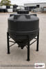 Snyder Industries 35 Gallon Heavy Duty Cone Bottom Mixing Tank. High Density Linear Polyethylene; Black; dimensions 24.0in H x 30.0in W x 30.0in L; 14.0 lb empty; 1.9 specific gravity rating; fittings: 1 Manway / Lid; max temp 100 deg  F / 37 deg  C. Manufacturer part number 1580000n51. Sold by OneSource Plastics (https://www.onesourceplastics.com).