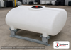 Enduraplas 250 Gallon White Horizontal Sump Bottom Leg Tank w/ Frame. Polyethylene; Natural White; dimensions 38.0in H x 47.0in W x 55.0in L; 110.0 lb empty; 1.9 specific gravity rating; fittings: 1 Manway / Lid; 10 Year Warranty with Activation. Manufacturer part number THD00250KW. Sold by OneSource Plastics (https://www.onesourceplastics.com).
