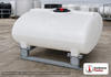 Enduraplas 200 Gallon White Horizontal Sump Bottom Leg Tank w/ Frame. Polyethylene; Natural White; dimensions 32.0in H x 47.0in W x 55.0in L; 88.0 lb empty; 1.9 specific gravity rating; fittings: 1 Manway / Lid; 10 Year Warranty with Activation. Manufacturer part number THD00200KW. Sold by OneSource Plastics (https://www.onesourceplastics.com).