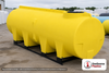 Enduraplas 1010 Gallon Yellow Horizontal Sump Bottom Leg Tank w/ Frame. Polyethylene; Yellow; dimensions 59.0in H x 49.0in W x 130.0in L; 400.0 lb empty; 1.9 specific gravity rating; fittings: 1 Manway / Lid; 10 Year Warranty with Activation. Manufacturer part number THD01010KY. Sold by OneSource Plastics (https://www.onesourceplastics.com).