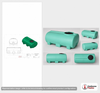 Dimensional spec drawing for Enduraplas 300 Gallon Horizontal Leg Tank (74" L x 46" W x 34" H)