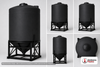 Dimensional spec drawing for Snyder 3600 Gallon Cone Bottom Tank (102" L x 102" W x 125" H)