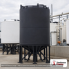 Snyder Industries 6500 Gallon XLPE Heavy Duty Cone Bottom Tank. 6500 gallon capacity; Crosslinked Linear Polyethylene; Black; dimensions 273.0in H x 90.0in W x 90.0in L; 2800.0 lb empty; 1.9 specific gravity rating; 30-degree cone bottom; fittings: 1 Manway / Lid; max temp 100 deg  F / 37 deg  C. Manufacturer part number 7180000n48. Manufactured by Snyder. Sold by OneSource Plastics (https://www.onesourceplastics.com).