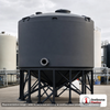Snyder Industries 6000 Gallon XLPE Cone Bottom Tank. 6000 gallon capacity; Crosslinked Linear Polyethylene; Black; dimensions 136.0in H x 142.0in W x 142.0in L; 1100.0 lb empty; 1.5 specific gravity rating; 30-degree cone bottom; fittings: 1 Manway / Lid; max temp 100 deg  F / 37 deg  C. Manufacturer part number 5280200n46. Manufactured by Snyder. Sold by OneSource Plastics (https://www.onesourceplastics.com).