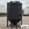 Snyder Industries 3000 Gallon XLPE Heavy Duty Cone Bottom Tank. 3000 gallon capacity; Crosslinked Linear Polyethylene; Black; dimensions 144.0in H x 90.0in W x 90.0in L; 670.0 lb empty; 1.9 specific gravity rating; 30-degree cone bottom; fittings: 1 Manway / Lid; max temp 100 deg  F / 37 deg  C. Manufacturer part number 5150000n48. Manufactured by Snyder. Sold by OneSource Plastics (https://www.onesourceplastics.com).