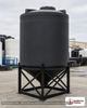 Snyder Industries 2600 Gallon Black XLPE Cone Bottom Tank. Crosslinked Linear Polyethylene; Black; dimensions 139.0in H x 90.0in W x 90.0in L; 500.0 lb empty; 1.5 specific gravity rating; fittings: 1 Manway / Lid; max temp 100 deg  F / 37 deg  C. Manufacturer part number 5100000n46. Sold by OneSource Plastics (https://www.onesourceplastics.com).