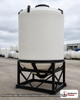 Snyder Industries 2000 Gallon XLPE Cone Bottom Tank. 2000 gallon capacity; Crosslinked Linear Polyethylene; Natural White; dimensions 102.0in H x 90.0in W x 90.0in L; 325.0 lb empty; 1.5 specific gravity rating; 30-degree cone bottom; fittings: 1 Manway / Lid; max temp 100 deg  F / 37 deg  C. Manufacturer part number 5070000n40. Manufactured by Snyder. Sold by OneSource Plastics (https://www.onesourceplastics.com).