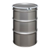 55 gal Silver Stainless Steel Open Head UN Rated Drums (Bolt &amp; Nut Ring Lid) - KA576