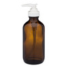 8 oz Amber Glass Boston Round Bottles (White PP Lotion Pump) - AB9PW