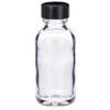 1 oz Clear Glass Boston Round Bottles (Black Phenolic Cap) - 4699B03CLR