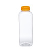 16 oz Clear PET Arched Plastic Square Beverage Bottles (Orange Tamper-Evident Cap) - 37618ORG