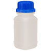 3.4 oz Natural HDPE Plastic Kautex Wide Mouth UN-Rated Leakproof Bottles (Blue Tamper-Evident Cap) - 3211B02