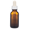 1 oz Amber Glass Boston Round Bottles (White Dropper Cap) - 4699B33ABRWHT