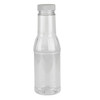 12 oz Clear PET Plastic Sauce &amp; Marinade Bottles (White Screw Top Cap) - 3490B07