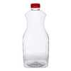 64 oz Clear PET Plastic Embossed Square Decanters (Red Tamper-Evident Cap) - 3495B05