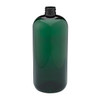 32 oz Green PET Plastic Boston Round Bottles (Cap Not Included) - 3371B13-BGRN