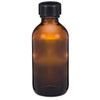 2 oz Amber Glass Boston Round Bottles (Black Phenolic Cap) - 4699B05ABR