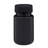 2 oz Dark Amber PET Plastic Wide Mouth Packer Bottles (Black Screw Top Cap) - 3369B01ABR