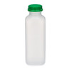 16 oz Natural Beveled Square HDPE Juice Bottle &amp; Green Tamper- Evident Cap - JUICE16G