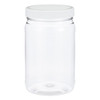 32 oz Clear PET Plastic General Purpose Jars (White Caps) - 34332