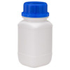 8.5 oz White HDPE Plastic Kautex Wide Mouth UN-Rated Leakproof Bottles (Blue Tamper-Evident Cap) - 3211B25