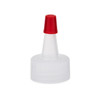 28-400 Natural-Red LDPE Plastic Yorker Spout Caps with Pre-Cut Orifice - 6004