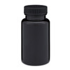 4 oz Dark Amber PET Plastic Wide Mouth Packer Bottles (Black Screw Top Cap) - 3369B03ABR