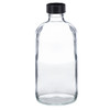 8 oz Clear Glass Boston Round Bottles (Black Phenolic Cap) - 4699B09CLR