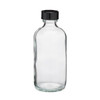 4 oz Clear Glass Boston Round Bottles (Black Phenolic Cap) - 4699B47CLR