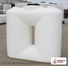 150 Gallon Doorway Water Tank. Polyethylene; White; dimensions 53.0in H x 18.0in W x 50.0in L; 165.0 lb empty; 1.5 specific gravity rating. Manufacturer part number N-45716. Sold by OneSource Plastics (https://www.onesourceplastics.com).