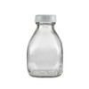 16 oz Clear Glass Short Milk Bottles (White Tamper-Evident Cap) - 3800B03