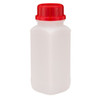 12 oz Natural HDPE Plastic Kautex Wide Mouth Leakproof Bottles (Red Tamper-Evident Cap) - 3211B06
