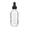 2 oz Glass - Clear Boston Round Bottles (Black Dropper Cap) - 4699B35CLRBLK