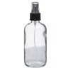 8 oz Clear Glass Boston Round Bottles (Black Fine Mist Sprayer) - BC8AB