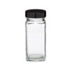 4 oz Clear Square Glass Spice Jar (Black Cap) - SP4SQB