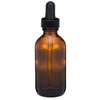 2 oz Glass - Amber Boston Round Bottles (Black Dropper Cap) - 4699B35ABRBLK