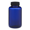 6.7 oz Blue PET Plastic Wide Mouth Packer Bottles (Black Screw Top Cap) - 3369B05BLU
