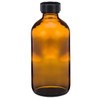 8 oz Amber Glass Boston Round Bottles (Black Phenolic Cap) - 4698B09ABR