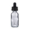 1 oz Clear Glass Boston Round Bottles with Child-Resistant Capable Dropper Cap - 4699B34CLR
