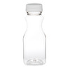 8 oz Clear PET Plastic Decanter Juice Bottles (White Tamper-Evident Cap) - 3499B01