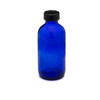 4 oz Cobalt Blue Glass Boston Round Bottles (Black Phenolic Cap) - 4998B37