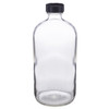 16 oz Clear Glass Boston Round Bottles (Black Phenolic Cap) - 4699B11CLR