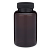 8.5 oz Amber PET Plastic Wide Mouth Packer Bottles (Black Screw Top Cap) - 3369B07LAM