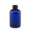 4 oz Blue PET Plastic Squat Boston Round Bottles (Cap Not Included) - 3371B25-BBLU