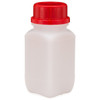 8.5 oz Natural HDPE Plastic Kautex Wide Mouth UN-Rated Leakproof Bottles (Red Tamper-Evident Cap) - 3211B04